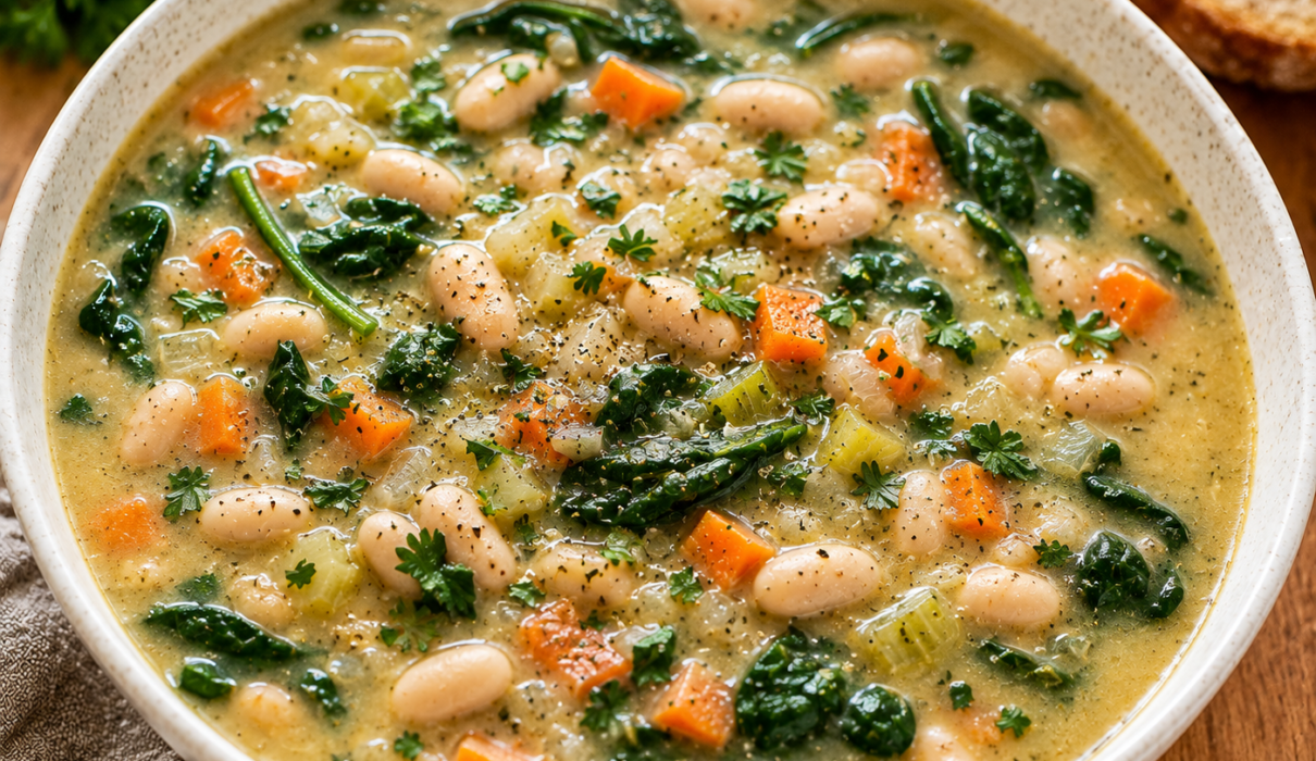 Vegan White Bean Spinach Soup